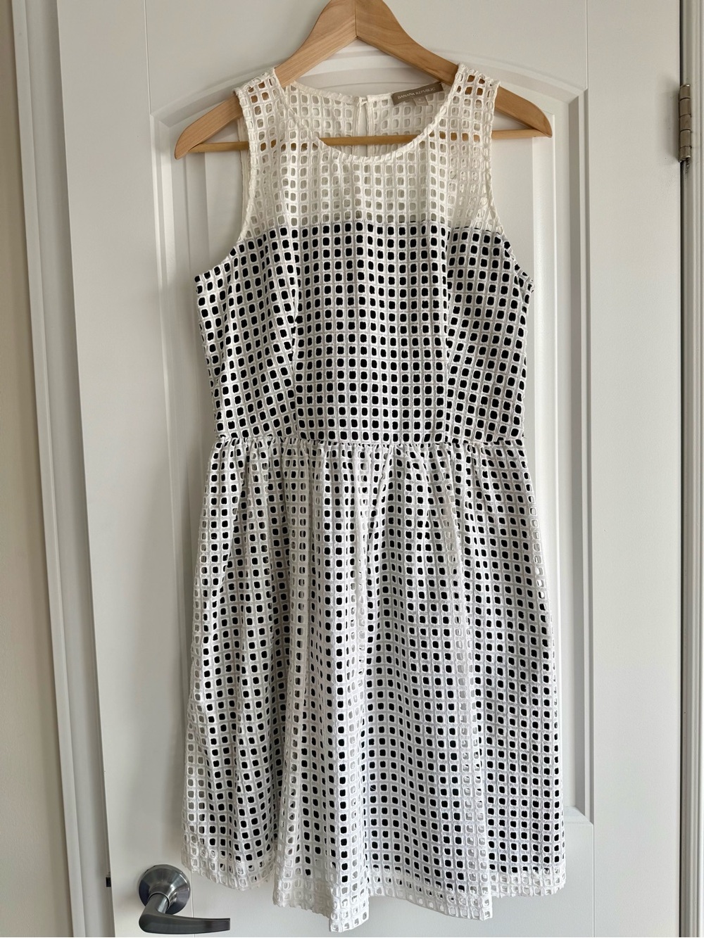 Banana Republic White Eyelet Fit-and-Flare Dress